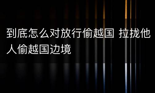 到底怎么对放行偷越国 拉拢他人偷越国边境