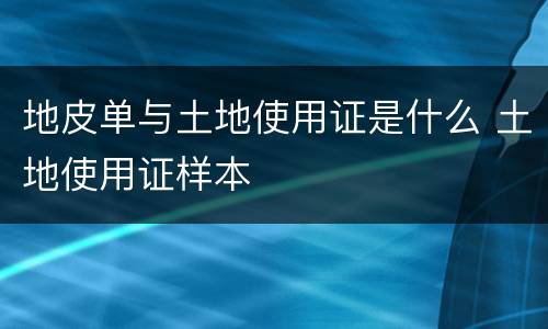 地皮单与土地使用证是什么 土地使用证样本