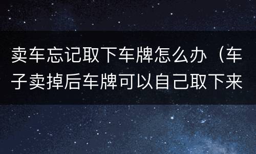 卖车忘记取下车牌怎么办（车子卖掉后车牌可以自己取下来吗）