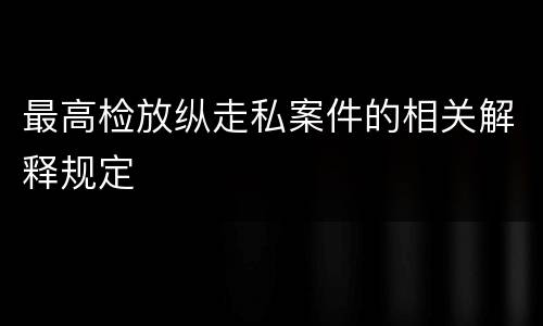 最高检放纵走私案件的相关解释规定