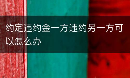 约定违约金一方违约另一方可以怎么办