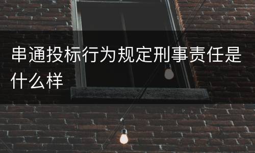串通投标行为规定刑事责任是什么样