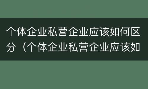 个体企业私营企业应该如何区分（个体企业私营企业应该如何区分公司）