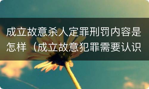 成立故意杀人定罪刑罚内容是怎样（成立故意犯罪需要认识到哪些客观事实?）