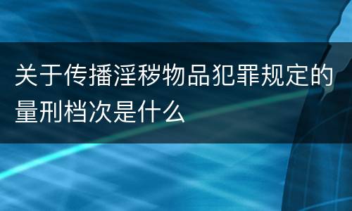 关于传播淫秽物品犯罪规定的量刑档次是什么