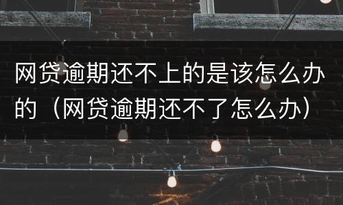 网贷逾期还不上的是该怎么办的（网贷逾期还不了怎么办）