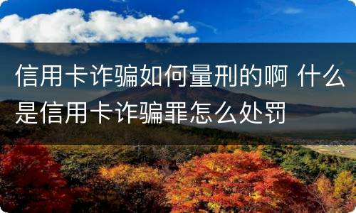 信用卡诈骗如何量刑的啊 什么是信用卡诈骗罪怎么处罚