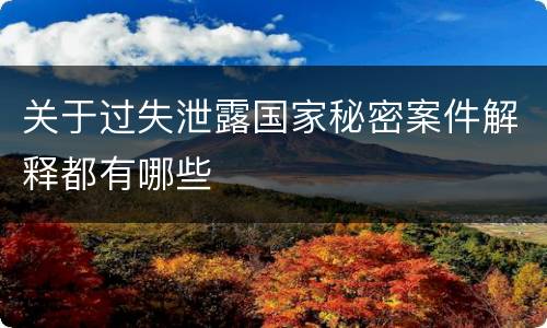 关于过失泄露国家秘密案件解释都有哪些