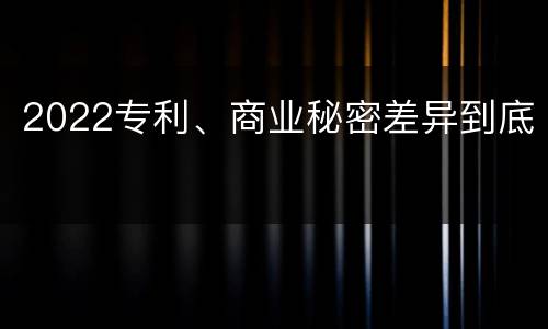 2022专利、商业秘密差异到底