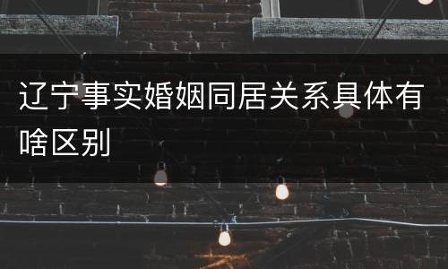 辽宁事实婚姻同居关系具体有啥区别