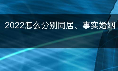 2022怎么分别同居、事实婚姻