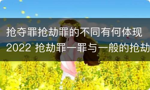 抢夺罪抢劫罪的不同有何体现2022 抢劫罪一罪与一般的抢劫罪区别