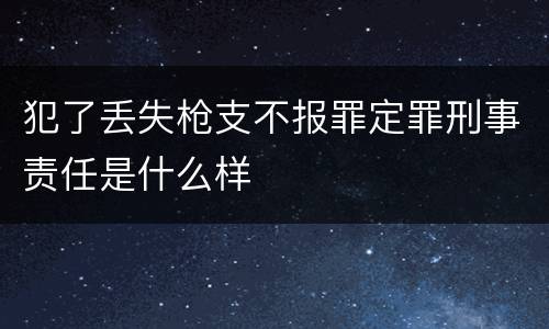 犯了丢失枪支不报罪定罪刑事责任是什么样
