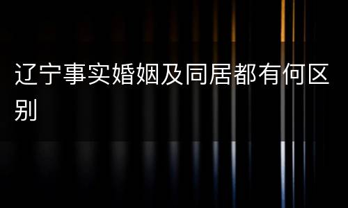 辽宁事实婚姻及同居都有何区别