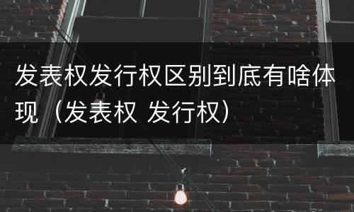 发表权发行权区别到底有啥体现（发表权 发行权）