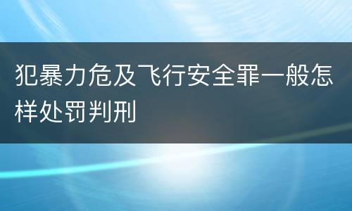 犯暴力危及飞行安全罪一般怎样处罚判刑