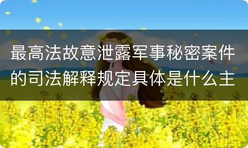 最高法故意泄露军事秘密案件的司法解释规定具体是什么主要内容