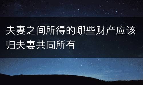 夫妻之间所得的哪些财产应该归夫妻共同所有