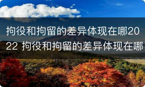 拘役和拘留的差异体现在哪2022 拘役和拘留的差异体现在哪2022年