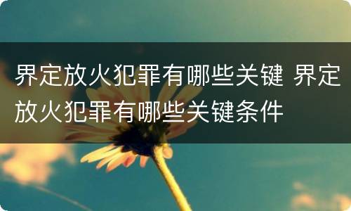 界定放火犯罪有哪些关键 界定放火犯罪有哪些关键条件