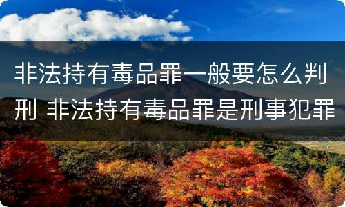 非法持有毒品罪一般要怎么判刑 非法持有毒品罪是刑事犯罪吗