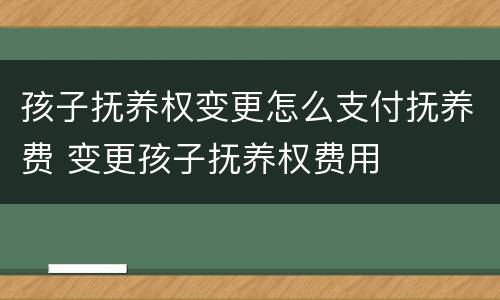 孩子抚养权变更怎么支付抚养费 变更孩子抚养权费用