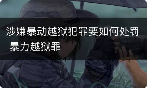 涉嫌暴动越狱犯罪要如何处罚 暴力越狱罪