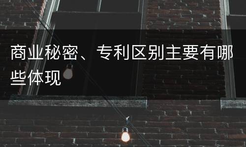 商业秘密、专利区别主要有哪些体现