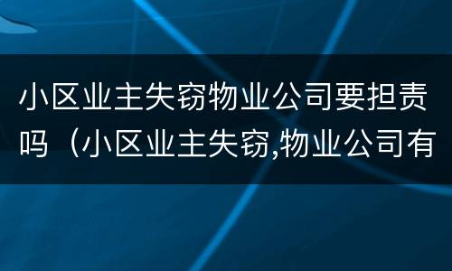 小区业主失窃物业公司要担责吗（小区业主失窃,物业公司有没有责任）