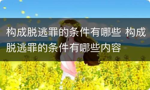 构成脱逃罪的条件有哪些 构成脱逃罪的条件有哪些内容