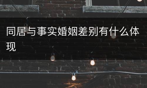 同居与事实婚姻差别有什么体现