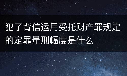 犯了背信运用受托财产罪规定的定罪量刑幅度是什么