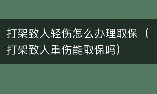 打架致人轻伤怎么办理取保（打架致人重伤能取保吗）