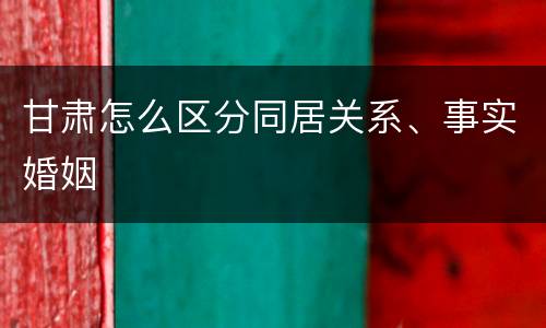 甘肃怎么区分同居关系、事实婚姻