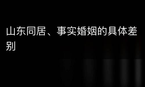 山东同居、事实婚姻的具体差别