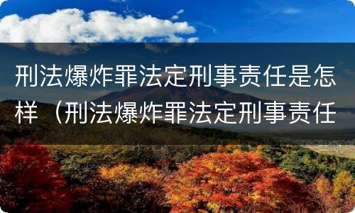 刑法爆炸罪法定刑事责任是怎样（刑法爆炸罪法定刑事责任是怎样定义的）