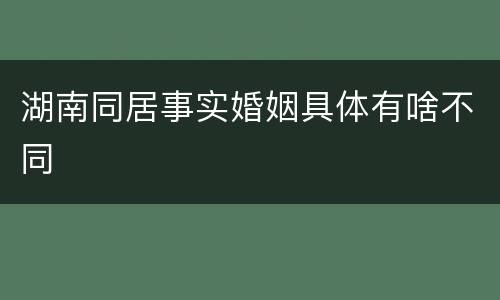 湖南同居事实婚姻具体有啥不同