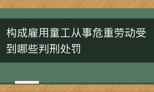 构成雇用童工从事危重劳动受到哪些判刑处罚