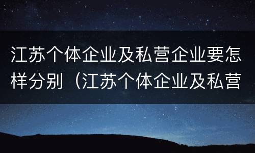 江苏个体企业及私营企业要怎样分别（江苏个体企业及私营企业要怎样分别注册）