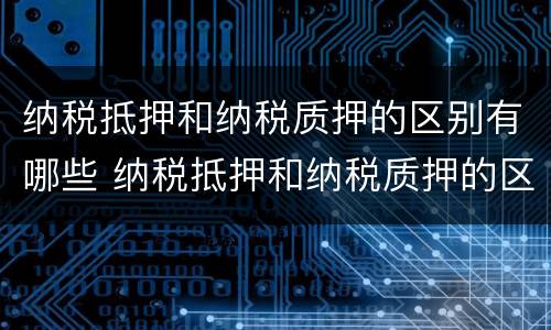 纳税抵押和纳税质押的区别有哪些 纳税抵押和纳税质押的区别有哪些呢