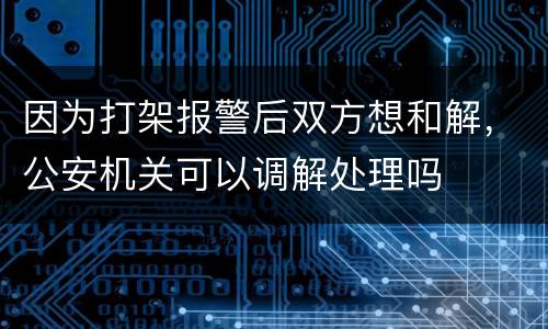 因为打架报警后双方想和解，公安机关可以调解处理吗