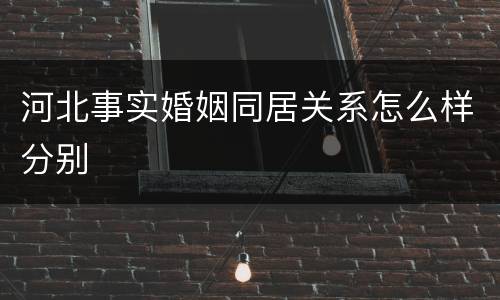 河北事实婚姻同居关系怎么样分别