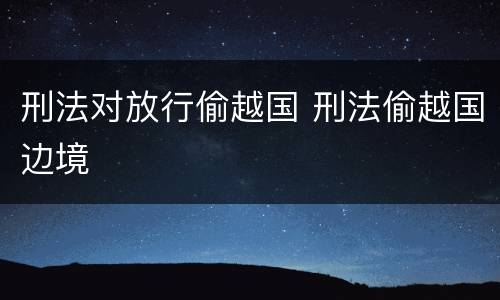 刑法对放行偷越国 刑法偷越国边境