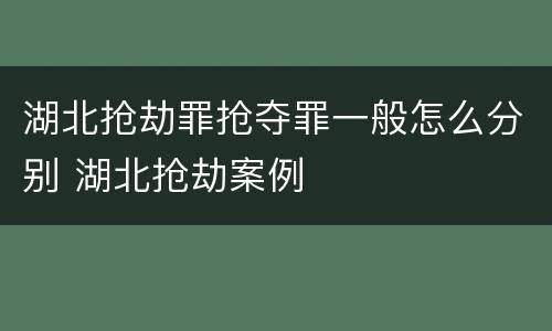湖北抢劫罪抢夺罪一般怎么分别 湖北抢劫案例