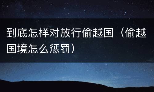 到底怎样对放行偷越国（偷越国境怎么惩罚）