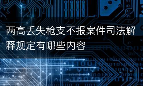 两高丢失枪支不报案件司法解释规定有哪些内容