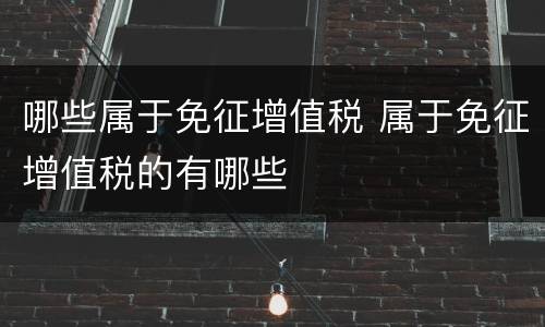 哪些属于免征增值税 属于免征增值税的有哪些