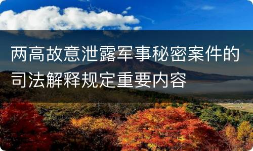 两高故意泄露军事秘密案件的司法解释规定重要内容