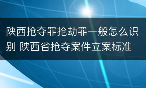 陕西抢夺罪抢劫罪一般怎么识别 陕西省抢夺案件立案标准