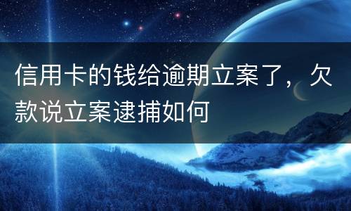 信用卡的钱给逾期立案了，欠款说立案逮捕如何